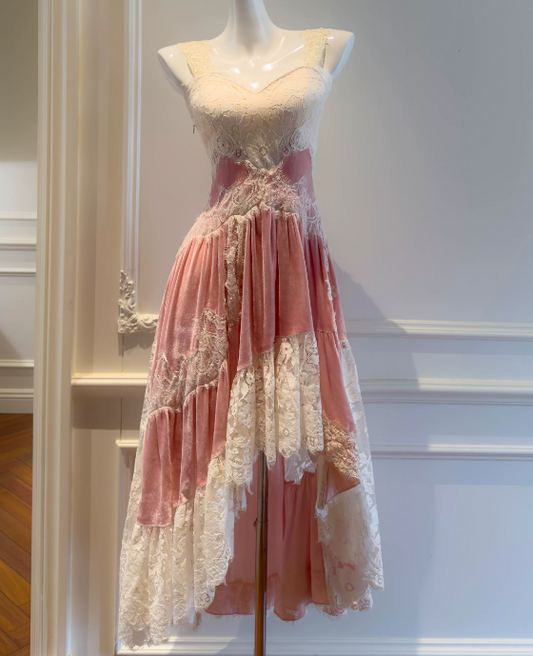 Stunning Prom Dress Pink Sweetheart Velvet Pleated Gala Dress Evening Dress cc5657