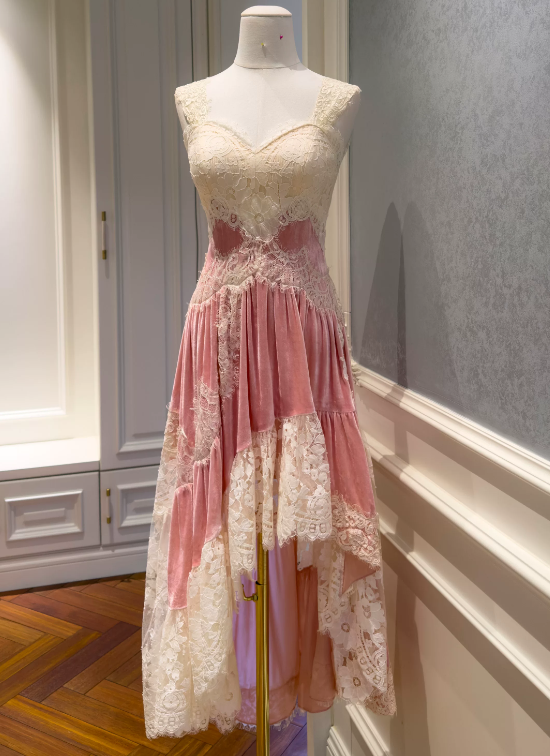 Stunning Prom Dress Pink Sweetheart Velvet Pleated Gala Dress Evening Dress cc5657