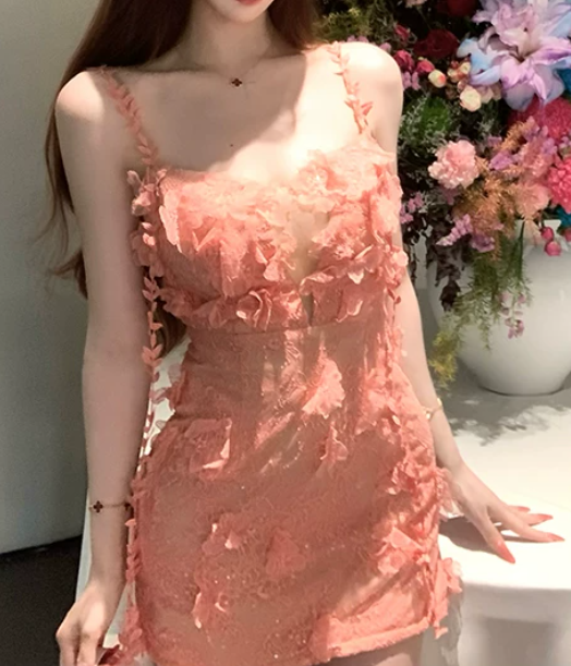 Pretty Homecoming Dress Spaghetti Straps Sheath Floral Birthday Party Dress Cocktail Dress cc5659