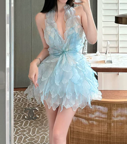 Charming Homecoming Dress Baby Blue V-neck Birthday Party Dress Cocktail Dress cc5662