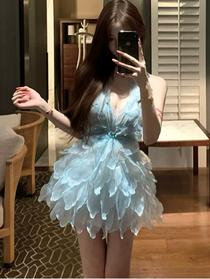 Charming Homecoming Dress Baby Blue V-neck Birthday Party Dress Cocktail Dress cc5662