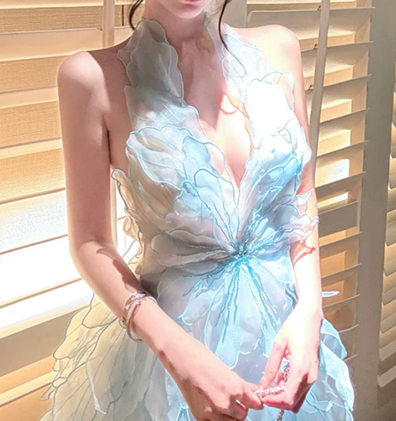 Charming Homecoming Dress Baby Blue V-neck Birthday Party Dress Cocktail Dress cc5662
