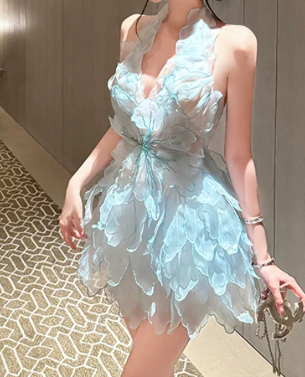 Charming Homecoming Dress Baby Blue V-neck Birthday Party Dress Cocktail Dress cc5662