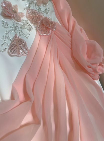Beauty Prom Dress Light Pink Sweetheart Chiffon Pleated Gala Dress Evening Dress cc5663