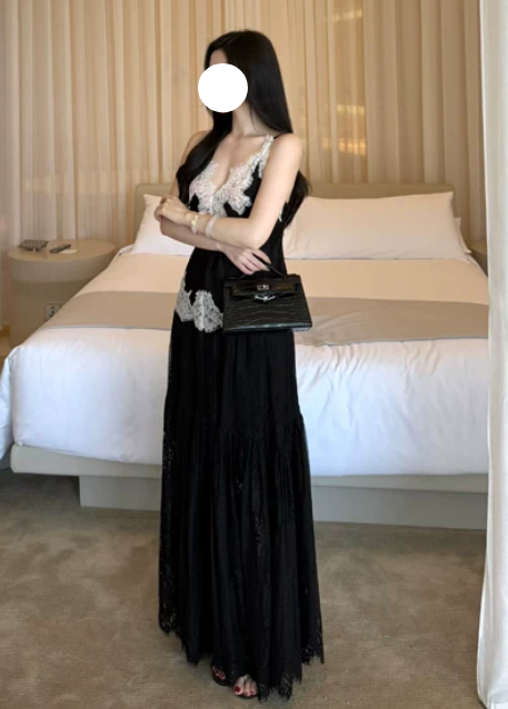 Stunning Prom Dress Black Spaghetti Straps Lace Gala Dress Evening Dress cc5664