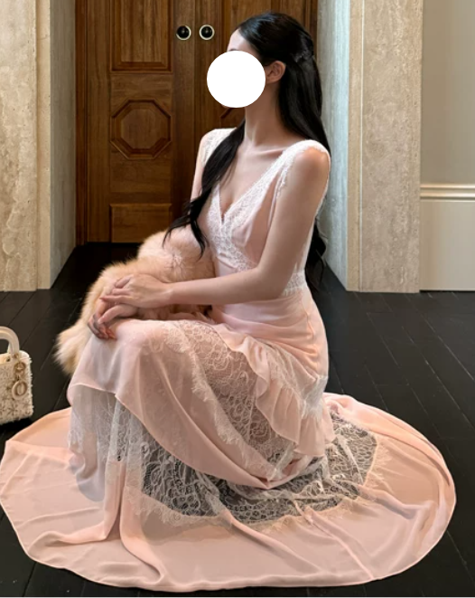 Elegant Prom Dress Light Pink V-neck Lace Gala Dress Evening Dress cc5665