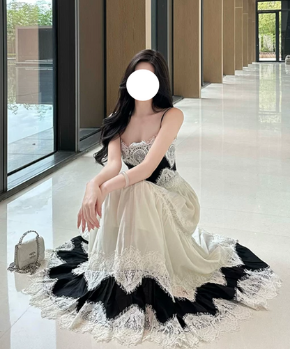 Pretty Prom Dress Spaghetti Straps Lace Pleated Gala Dress Evening Dress cc5666