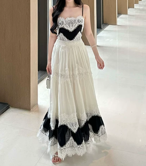 Pretty Prom Dress Spaghetti Straps Lace Pleated Gala Dress Evening Dress cc5666