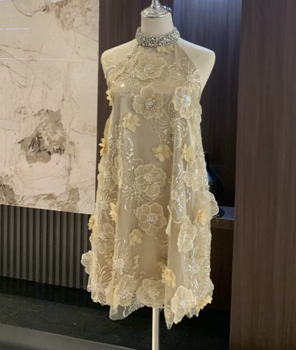 New Design Homecoming Dress Crew Neck Floral Birthday Party Dress Cocktail Dress cc5667
