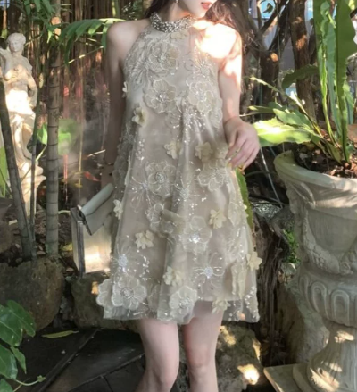 New Design Homecoming Dress Crew Neck Floral Birthday Party Dress Cocktail Dress cc5667