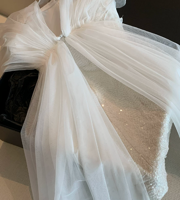 Stunning Homecoming Dress White Off Shoulder Tulle Floral Birthday Party Dress Cocktail Dress cc5668