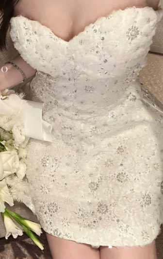 Charming Homecoming Dress A Line White Sweetheart Flower Birthday Party Dress Cocktail Dress cc5674