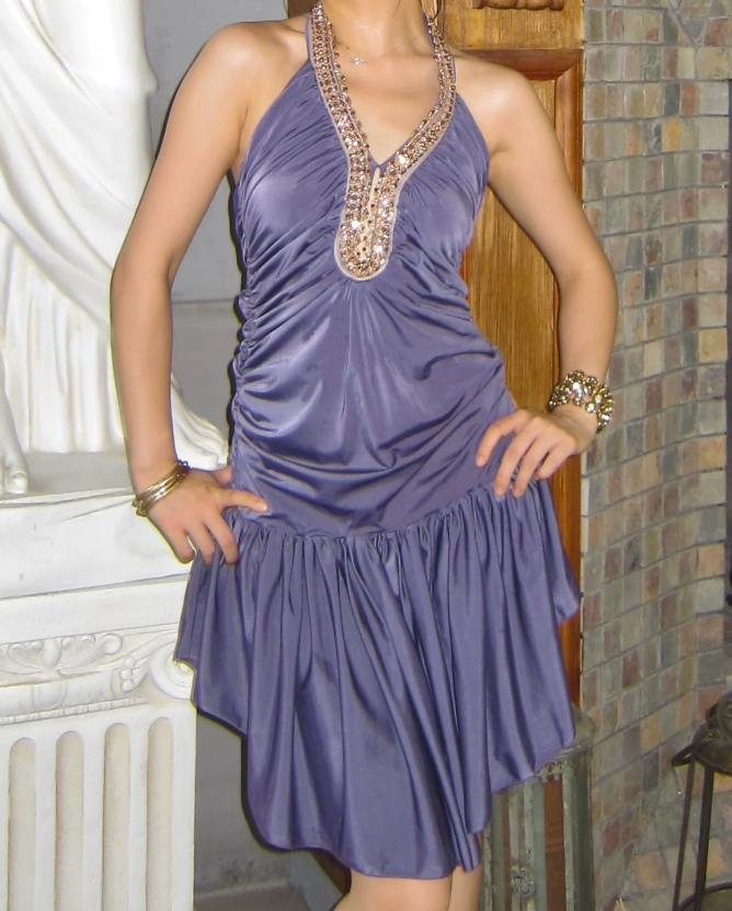 Stunning Homecoming Dress Halter Purple Pleated Birthday Party Dress Cocktail Dress cc5676