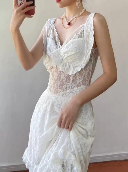 Stunning Prom Dress V-neck Lace Pleated Gala Dress Evening Dress cc5679