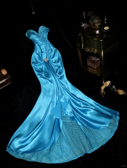 Elegant Prom Dress Satin Sweetheart Pleated Mermaid Gala Dress Evening Dress cc5680