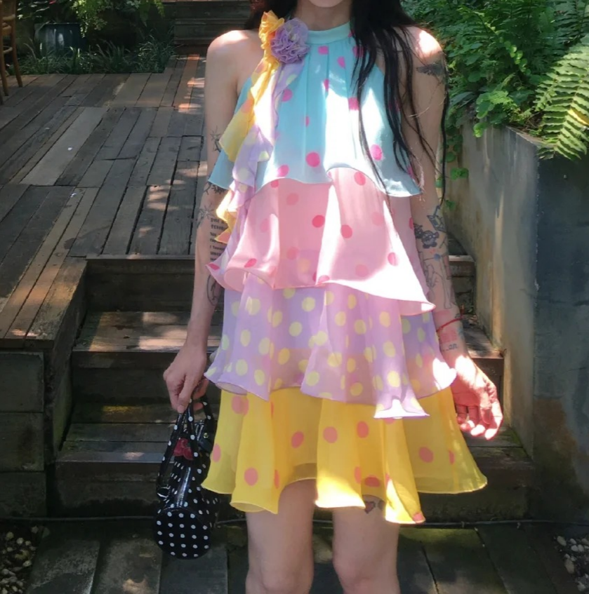Colorful Homecoming Dress Crew Neck Ruffle Birthday Party Dress Cocktail Dress cc5688