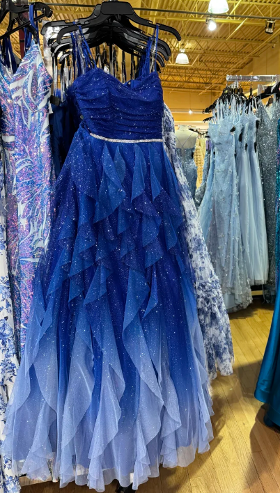 Stunning Prom Dress Spaghetti Straps Ombre Tiered Evening Dress Gala Dress cc5693