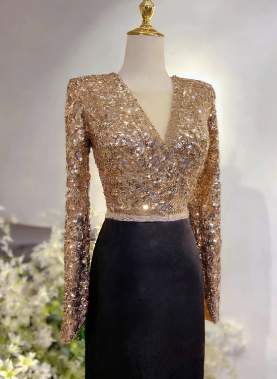 Gorgeous Prom Dress A Line V-neck Evening Dress Formal Dress cc5716