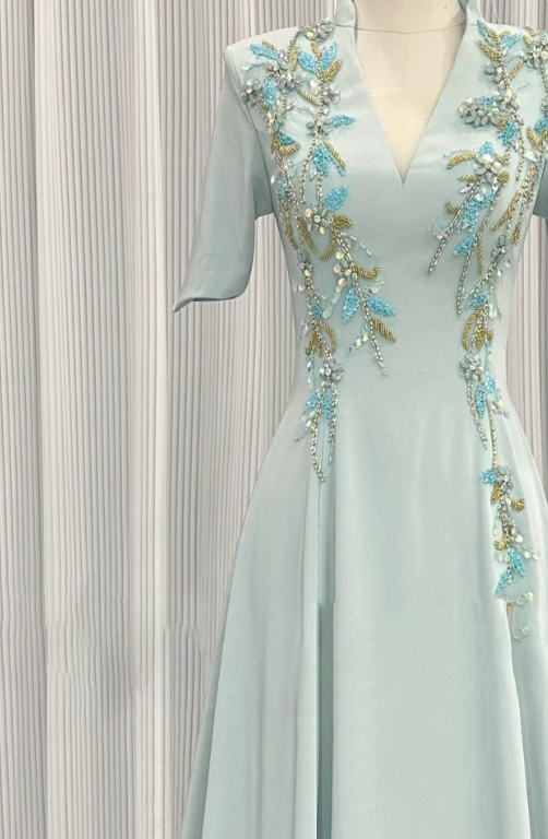 Pretty Prom Dress A Line Light Green V-neck Pleated Evening Dress Formal Dress cc5718