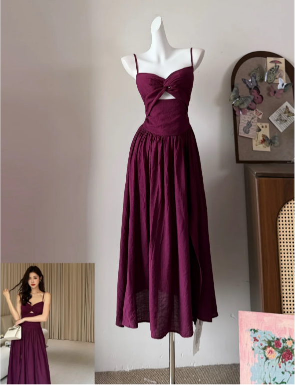 Pretty Prom Dress A Line Wine Red Spagehtti Straps Pleated Evening Dress Gala Dress cc5720