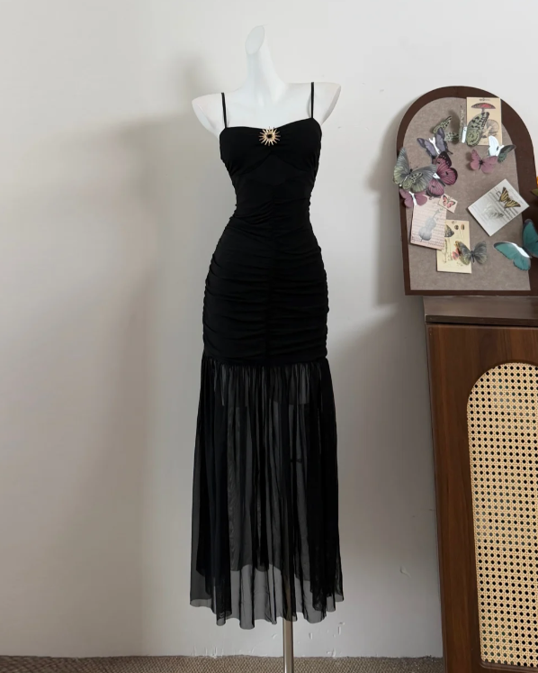 Elegant Prom Dress Spagehtti Straps White Pleated Mermaid Evening Dress Gala Dress cc5722