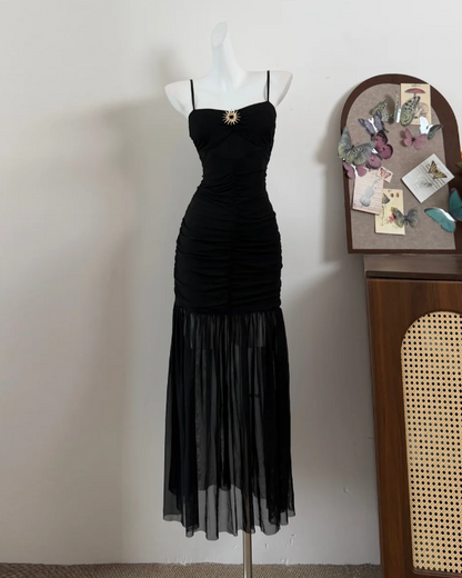 Elegant Prom Dress Spagehtti Straps White Pleated Mermaid Evening Dress Gala Dress cc5722