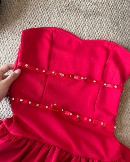 Charming Homecoming Dress Red A Line Strapless Pleated Birthday Party Dress Cocktail Dress cc5727