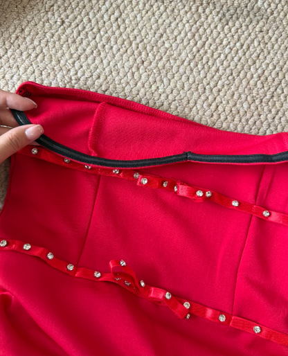 Charming Homecoming Dress Red A Line Strapless Pleated Birthday Party Dress Cocktail Dress cc5727
