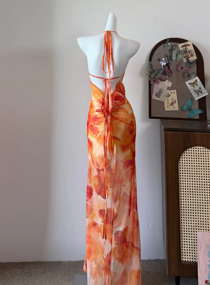 Stunning Prom Dress Halter Print Mermaid Evening Dress Gala Dress cc5729