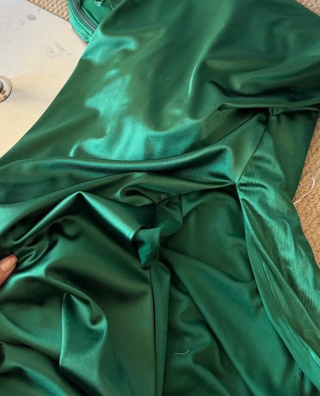 Elegant Prom Dress Dark Green Satin Sweetheart Pleated Slit Evening Dress Gala Dress cc5730