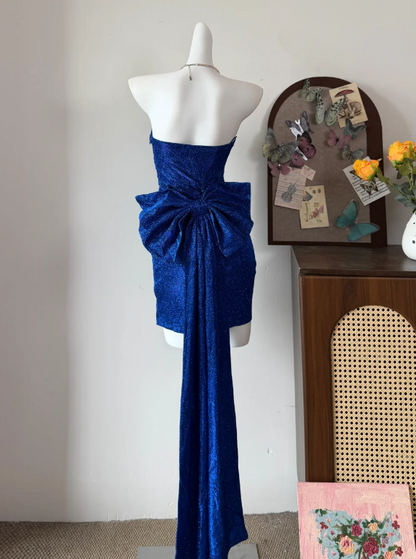 Beauty Homecoming Dress Blue A Line Strapless Birthday Party Dress Cocktail Dress cc5731