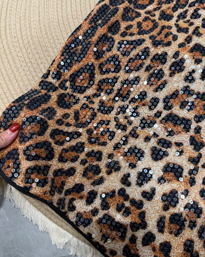 Sexy Prom Dress Strapless Leopard Print Sequins Evening Dress Gala Dress cc5732
