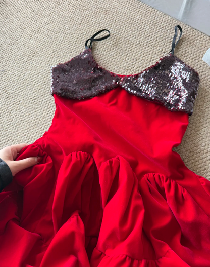 Stunning Homecoming Dress Red A Line Spaghetti Straps Sequins Birthday Party Dress Cocktail Dress cc5733
