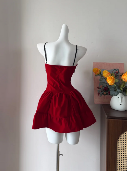 Stunning Homecoming Dress Red A Line Spaghetti Straps Sequins Birthday Party Dress Cocktail Dress cc5733