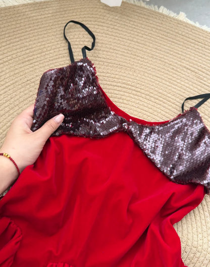 Stunning Homecoming Dress Red A Line Spaghetti Straps Sequins Birthday Party Dress Cocktail Dress cc5733