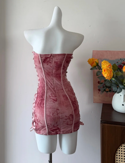 Pretty Homecoming Dress Strapless Print Sheath Birthday Party Dress Cocktail Dress cc5739