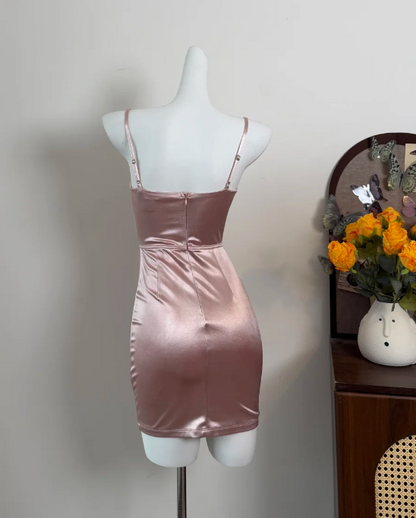Beauty Homecoming Dress Pink Spaghetti Straps Stain Sheath Birthday Party Dress Cocktail Dress cc5752