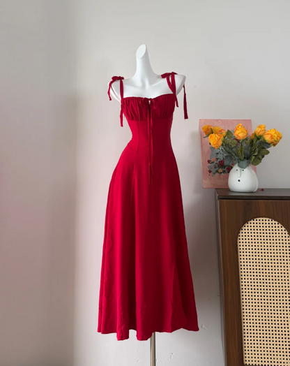 Charming Prom Dress Red Spaghetti Straps Pleated Gala Dress Long Evening Dress  cc5753