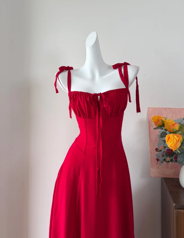 Charming Prom Dress Red Spaghetti Straps Pleated Gala Dress Long Evening Dress  cc5753