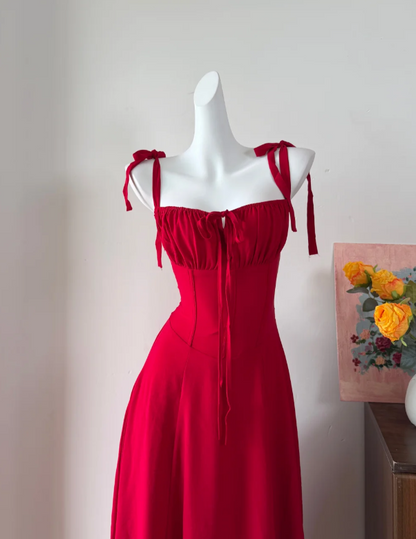 Charming Prom Dress Red Spaghetti Straps Pleated Gala Dress Long Evening Dress  cc5753
