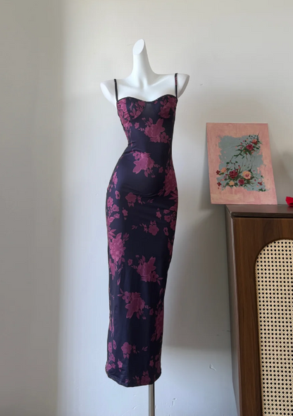 Elegant Prom Dress Spaghetti Straps Print Sheath Gala Dress Long Evening Dress  cc5754