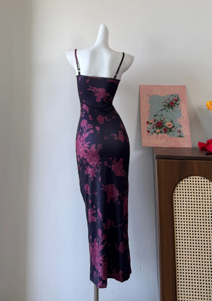 Elegant Prom Dress Spaghetti Straps Print Sheath Gala Dress Long Evening Dress  cc5754