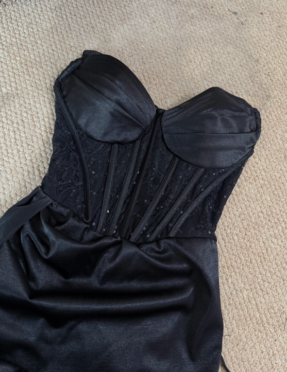 Charming Prom Dress Strapless Black Gala Dress Long Evening Dress  cc5755