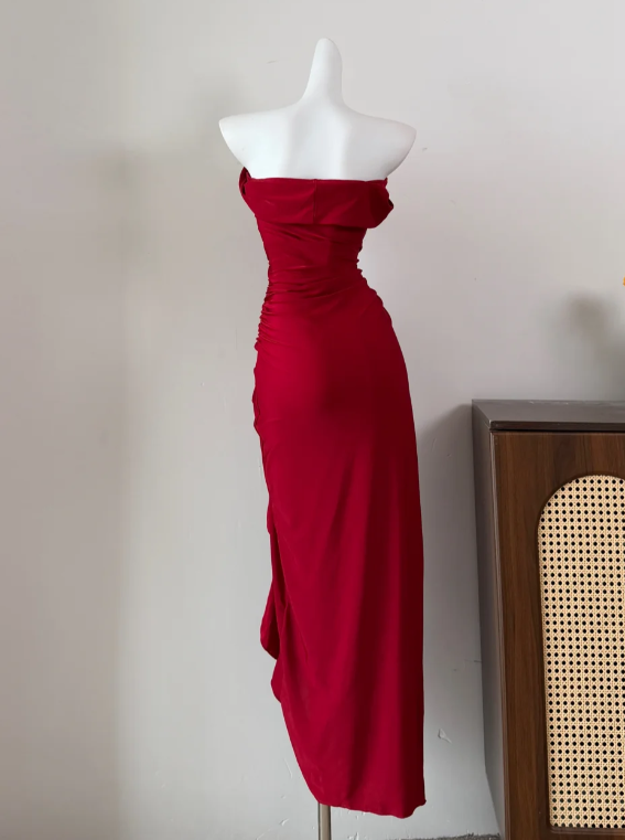 Elegant Prom Dress Off Shoulder Red Gala Dress Long Evening Dress  cc5756