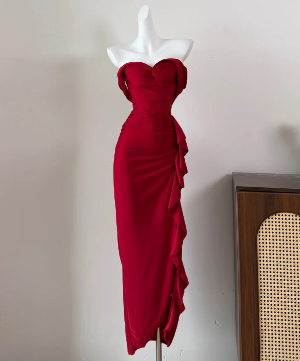 Elegant Prom Dress Off Shoulder Red Gala Dress Long Evening Dress  cc5756