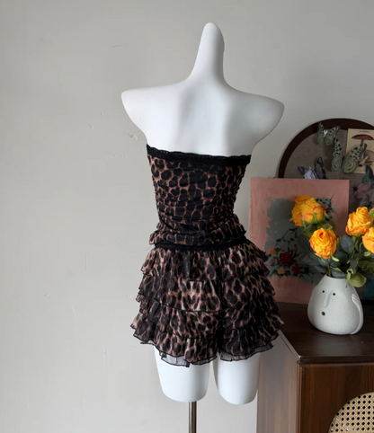 Sexy Homecoming Dress Strapless Leopard Print Birthday Party Dress Cocktail Dress cc5761