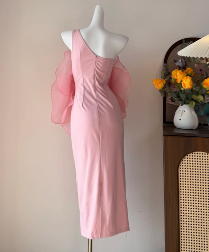Sweet Prom Dress One Shoulder Flower Gala Dress Long Evening Dress  cc5764