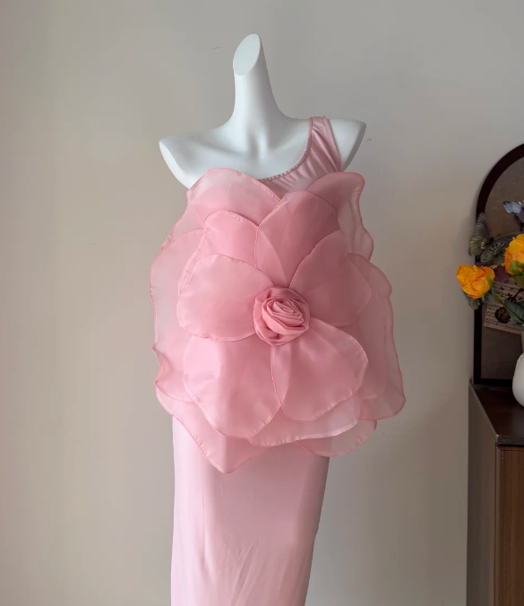 Sweet Prom Dress One Shoulder Flower Gala Dress Long Evening Dress  cc5764