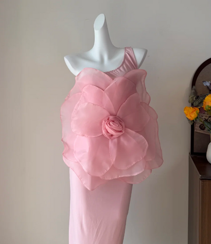 Sweet Prom Dress One Shoulder Flower Gala Dress Long Evening Dress  cc5764
