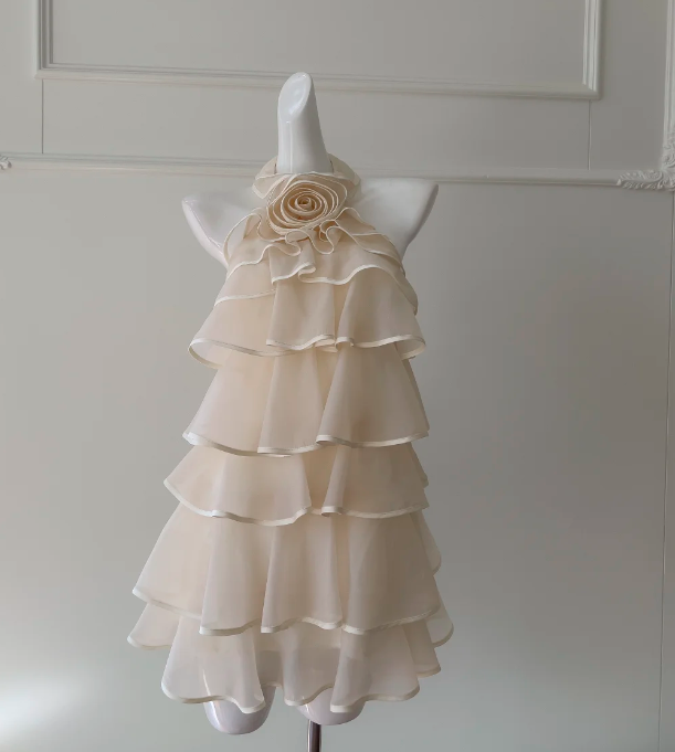 Pretty Homecoming Dress Halter Rose Tiered Birthday Party Dress Cocktail Dress cc5781